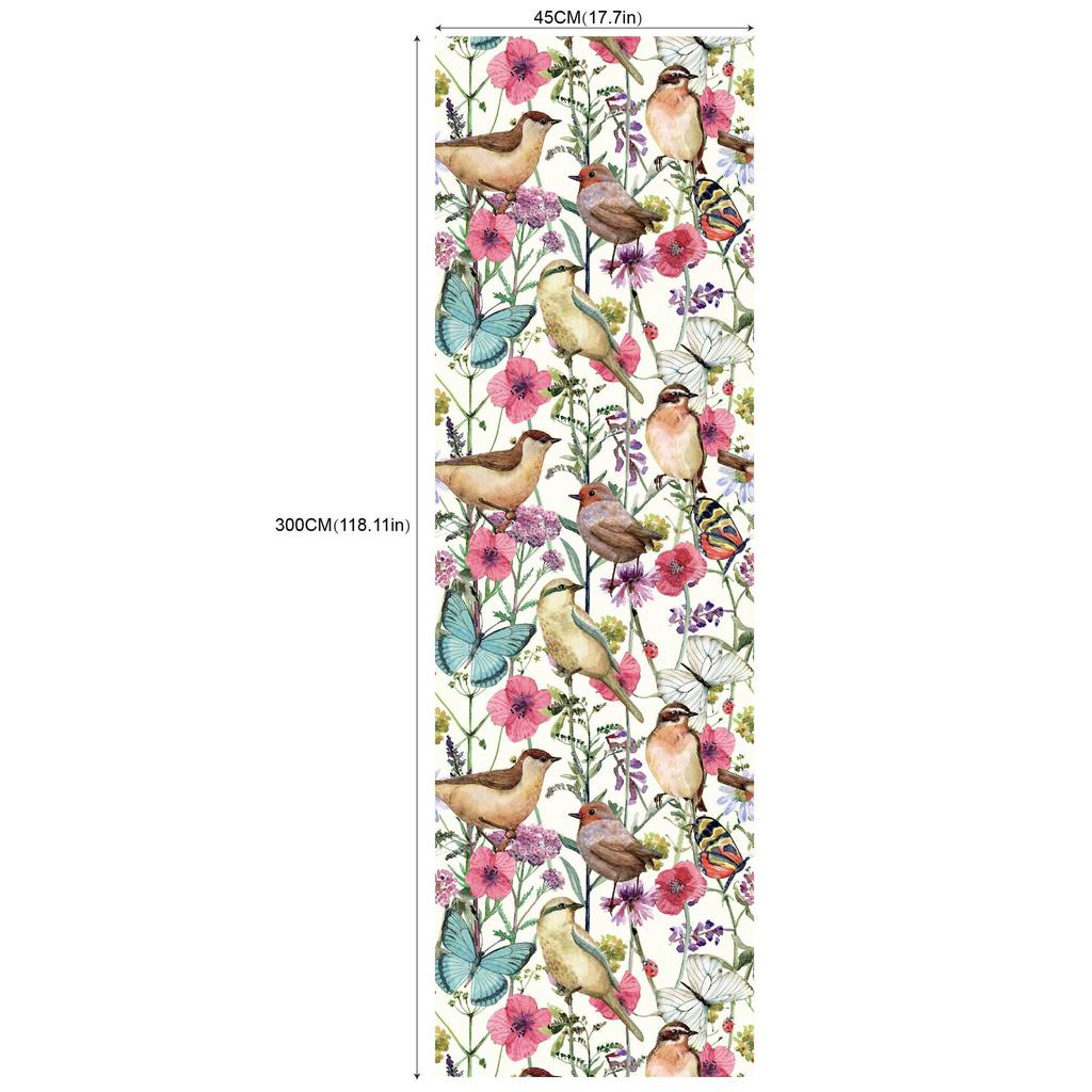 Samolepicí tapety na pozadí obývacího pokoje a ložnice (Květiny a ptáci zelená rostlina)