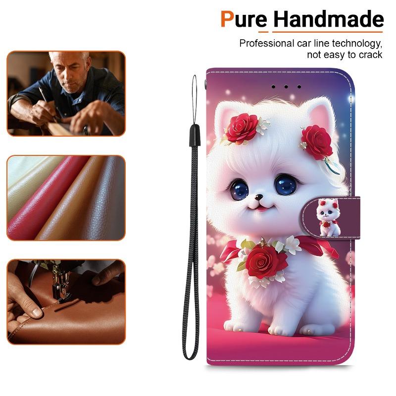 Note15/Note14Pro+ Cat Bear Case for Redmi 15C 14C 13C A5 A3 Note 15 14 13 Pro Plus 5G 4G Case Wallet Flip Stand Back Cover Strap