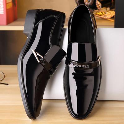 2025 Spring New Men's Leather Shoes Korean Version of Fashion Casual Single Shoes Glossy Patent Leather Business Men's Shoes