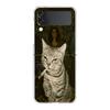 Transparent Phone Case For Samsung Galaxy Z Flip 3 4 5 6 7 Hard Folding PC Z Flip3 Flip4 Cover Funny Cartoon Korean Cat Couple
