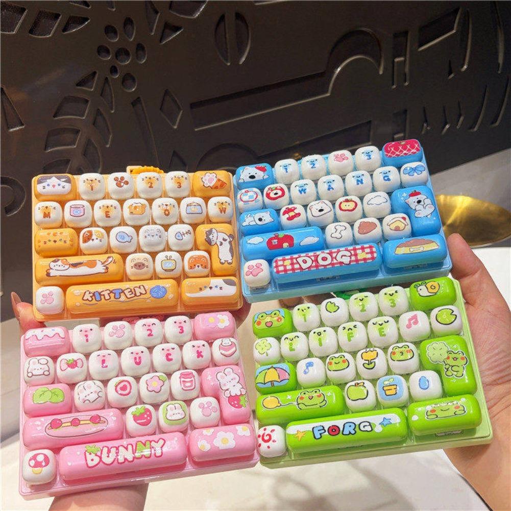 Cute 26 Grids Stress Relief Keyboard Keychain Animal Diary Desktop Decor Student Bag Ornament Toy Creative Gift Simulation