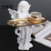 Desktop Organizer Angel Figurine Storage Tray, Elegant Jewelry Exquisite Resin Statue Decorative Accessory Tray Dish, for Rings Necklaces Earrings,