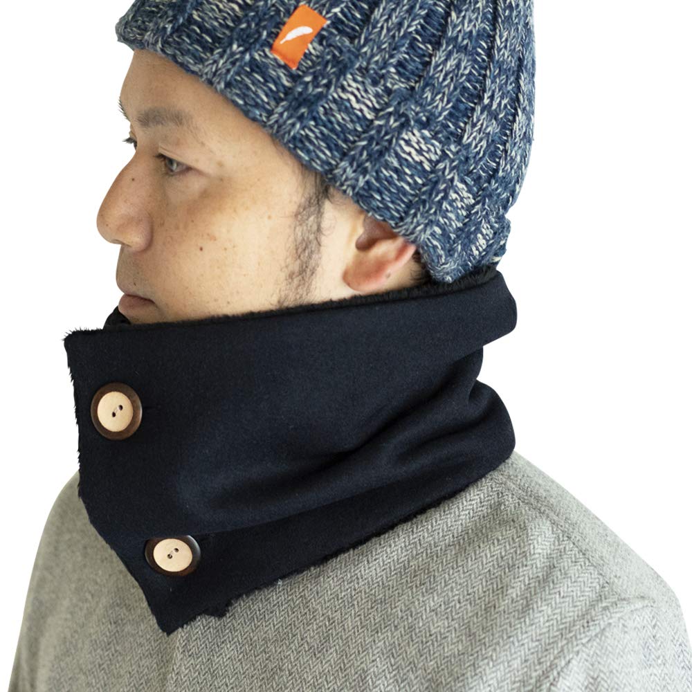 Nakota Wool Twill Neck Warmer for Men and Cold Weather Size Navy Women, Button-Up, Protection, Autumn/Winter, Motorcycle, Large, Detachable,
