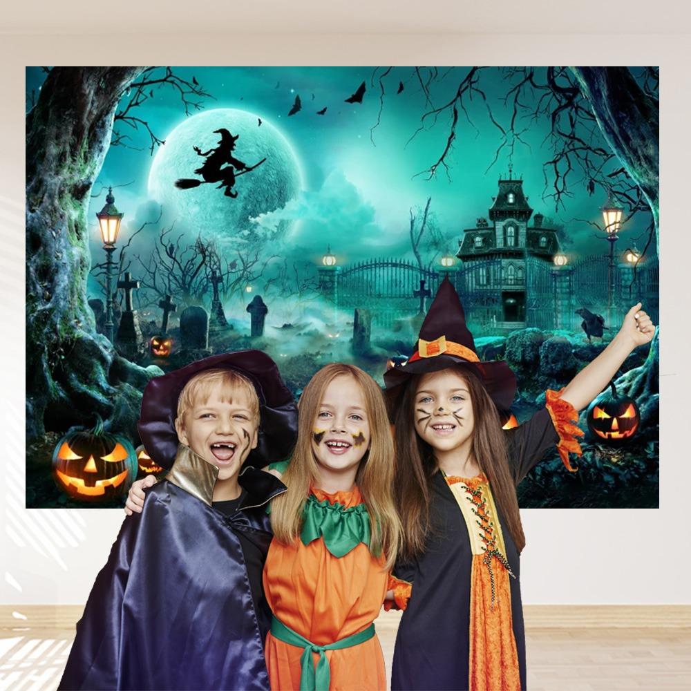 Dark Forest Woods Halloween Party Backdrop Gloomy Grove Magic Witch Wizard Sorcerer Ghost Horror Moon Photography Background