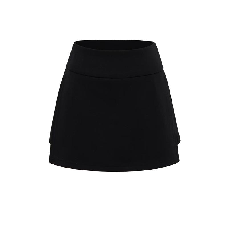 High-Waisted Grey A-Line Sports Skirt - Women's Spicy Vintage Side Split Yoga Running Skirt