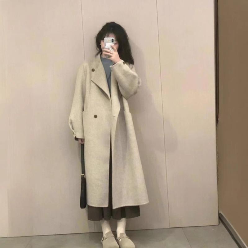 Woolen Coat Women's Autumn and Winter New Woolen Coat High-end Small Lazy Wind Medium and Long