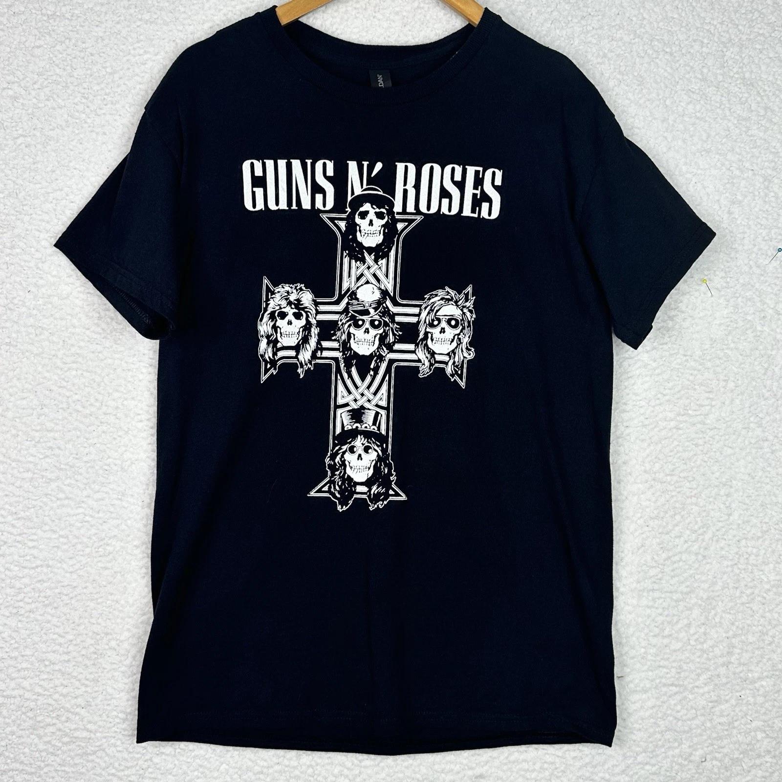 Guns N Roses Appetite For Destruction Band Tee Black Graphic Rock T Shirt Medium 3XL