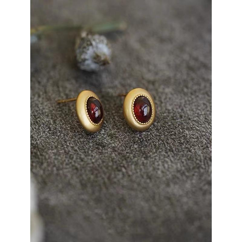 Natural Garnet Vintage Earrings