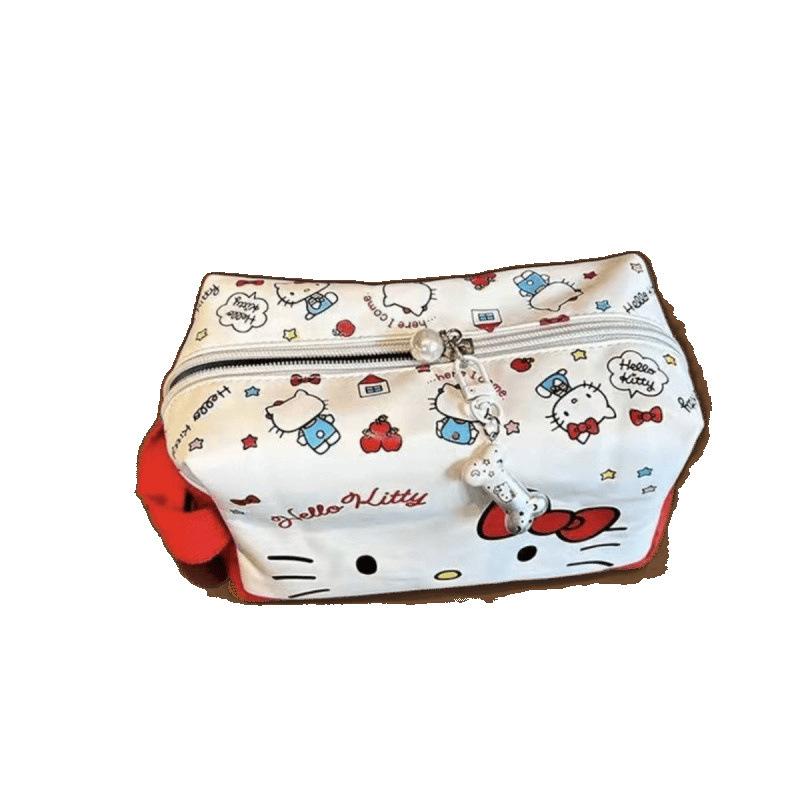 Hello Kitty Large Capacity Portable Makeup Bag - Cute Sanrio Cartoon Travel Storage