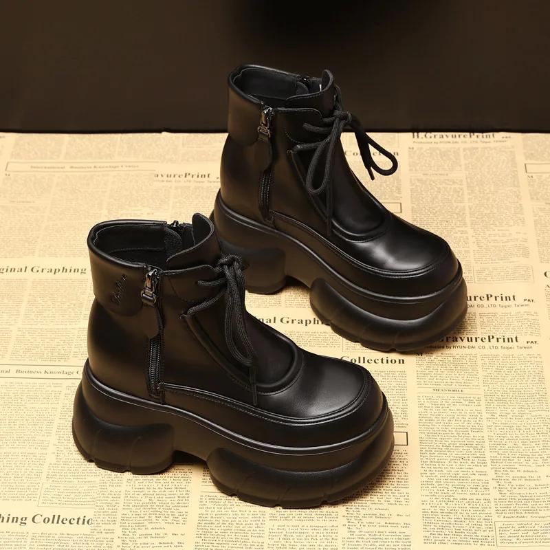 

Модные высококачественные 8 см микрофибры настоящие ботильоны туфли-камины из натуральной кожи на молнии женские осенние мотоциклетные весенние модные 37