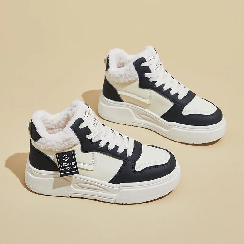 Winter New Height Increasing Fashion Style Female Student Shoes Thick soled Velvet Sports Casual Board Shoes
