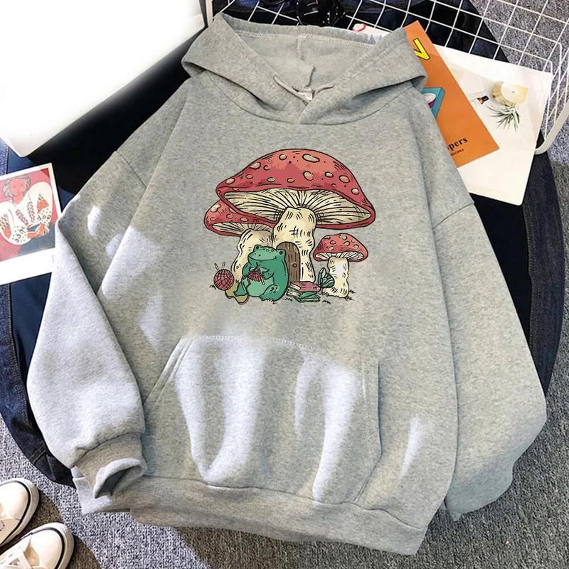 Süßer Pilzfrosch Aufdruck Kapuzenpullover Herren Hoodie
