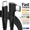60W 3A USB-C auf Typ-C Schnelllade-Geflechtdatenkabel 90-Grad-Rechtwinkel für iPhone 15 Plus Pro Max Android für iPad