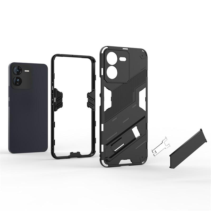 For IQOO Z9 5G Case IQOO Z9 5G Cover Shockproof TPU Armor PC Silicone Stand Holder Protective Phone Back Cover For IQOO Z9 5G