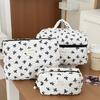 1Pc Fashion Pink Black Bow Women Cosmetic Bag Large Capacity Makeup Storage Handbag Travel Pouch Ladies Zipper Quilting Bag