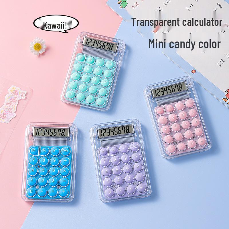 New Mini Candy Color Pocket Calculator - Portable and Transparent Student-Friendly Cute Design