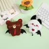 Halloween Plush Toy Bear Bat Pendant, Stuffed Devil Backpack Bag Charm, Charm Hanging Embroidered Animal Doll with Bead Chain, Party Favors Chain