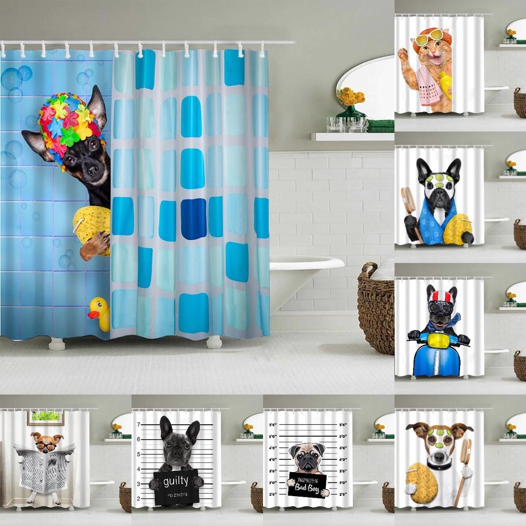 Niedlicher Tier-Duschvorhang für Hunde und Katzen Wasserdicht und Langlebig