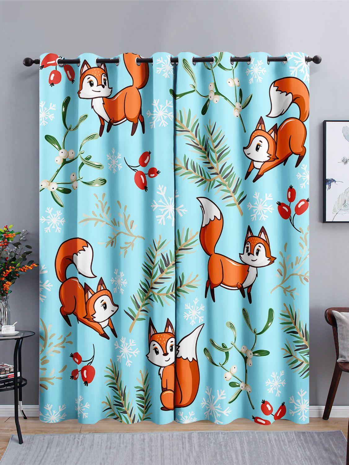 

Шторы Мультяшный Лисенок Детские 3D Цифровая Печать Затемняющая Штора Солнцезащитная Без Пробивки 97cm*114cm*2