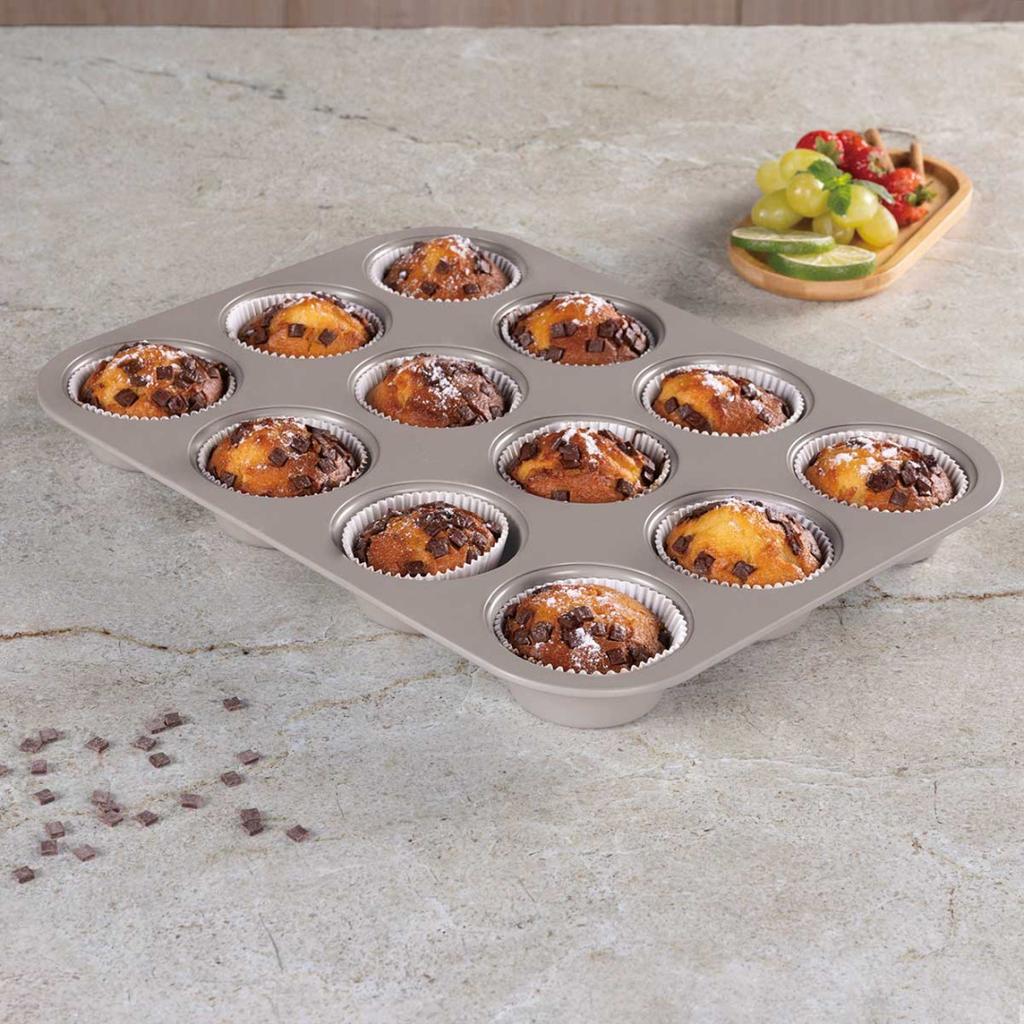 Titanium Muffin Form For 12 Muffins Berlinger Haus Bh-7947 Taupe