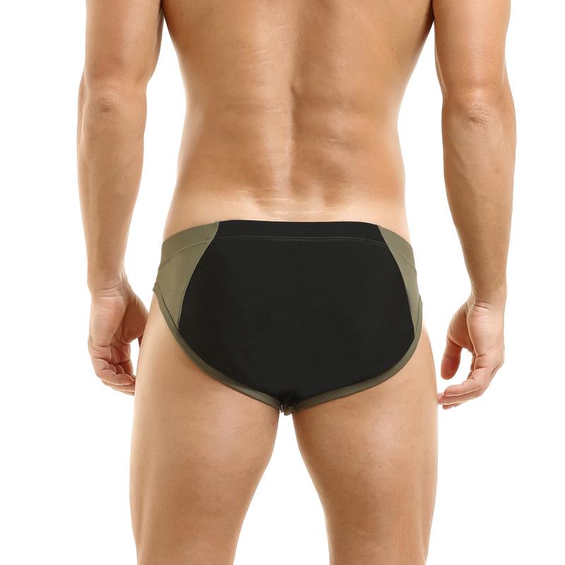 Men's European & American Color Block Zipper Swim Trunks