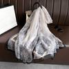 Silk Scarf Folral Women Summer Hijab  Luxury Print Sunscreen Shawl Wraps Bandana Ladies Head Scarves Large Foulard Echarpe