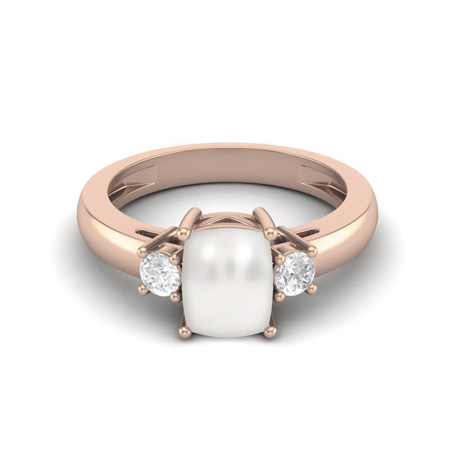 

8X6 Cushion Shape Natural Pearl Three Stone 925 Sterling Silver Rose Vermeil Women Engagement Ring 6 ярко-розовый