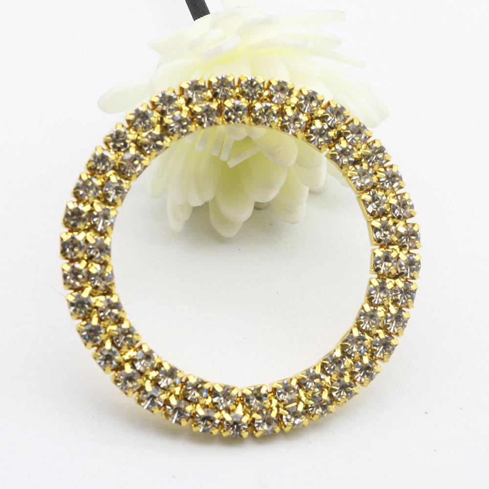 

5pcs 48mm No pole double row round Rhinestone buckles for DIY hair accessory Wedding Initiation Ribbon Crystal