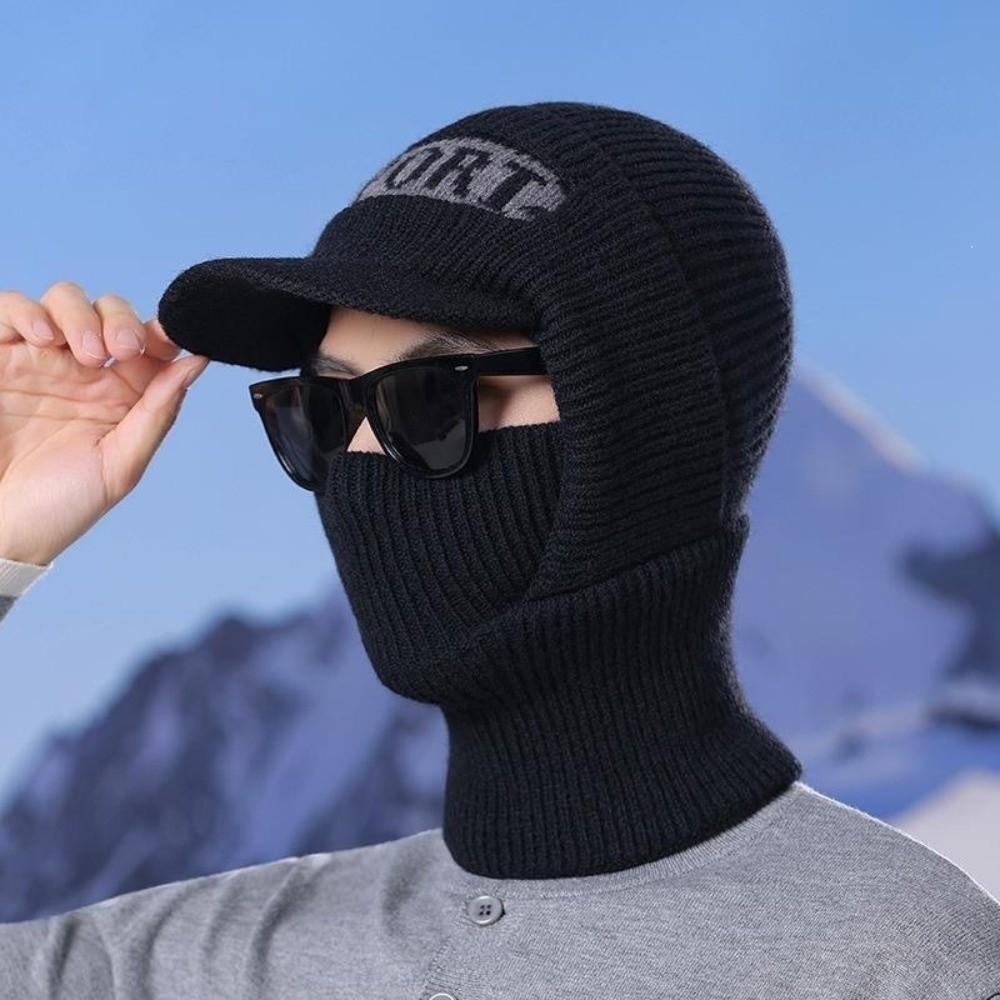 Knit Sturmhaube mit Schirm Dicke Thermische Wintermütze Vollgesichtsabdeckung Hut Für den Außenbereich