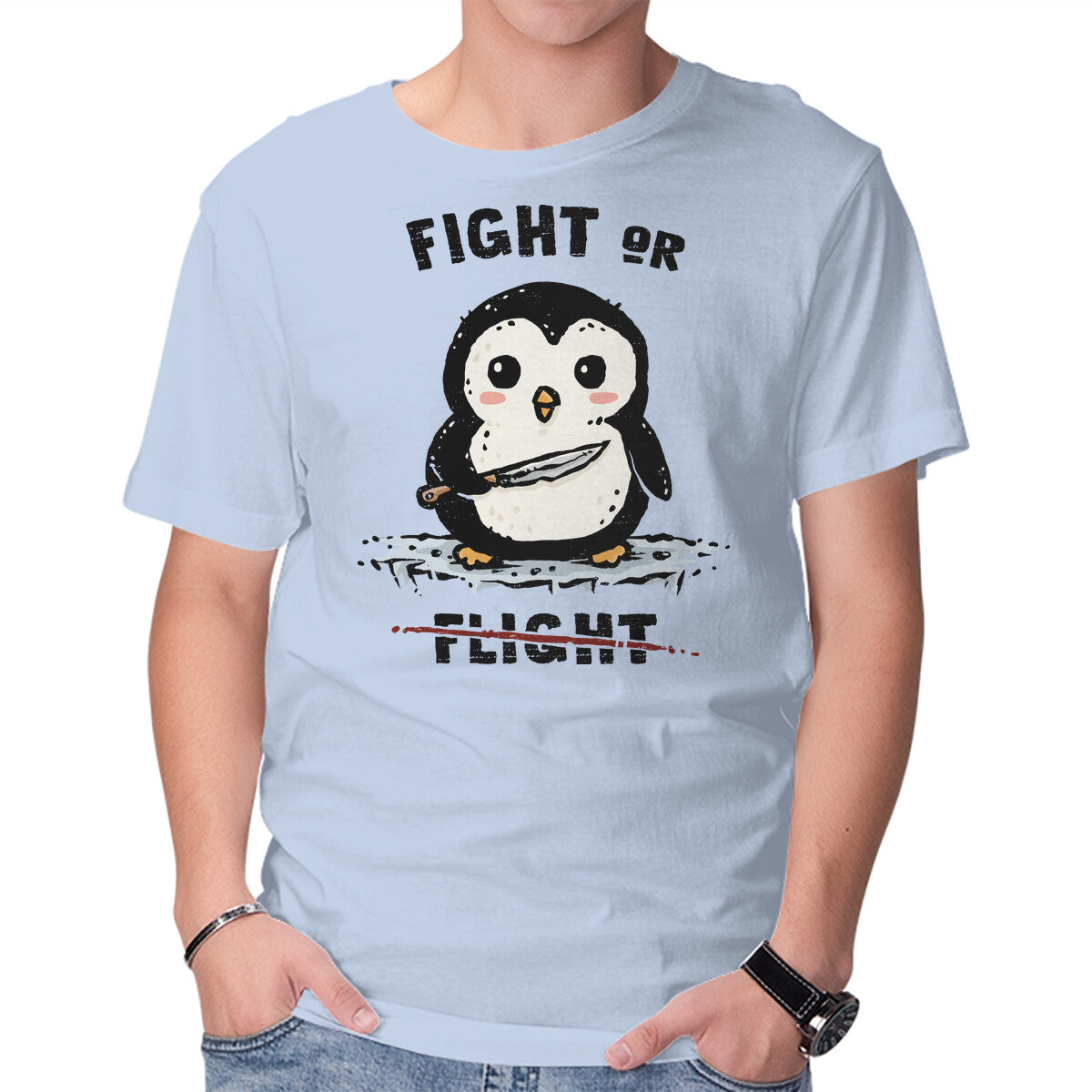Unisex Crew Neck T-Shirt Fight Or Flight Graphic Short Sleeve Casual Tee S