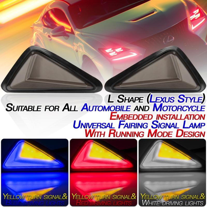 

1 Pair Motorcycle Embedded Installation L-shaped Light-guided Led Turn Signal Side Signal Lamp