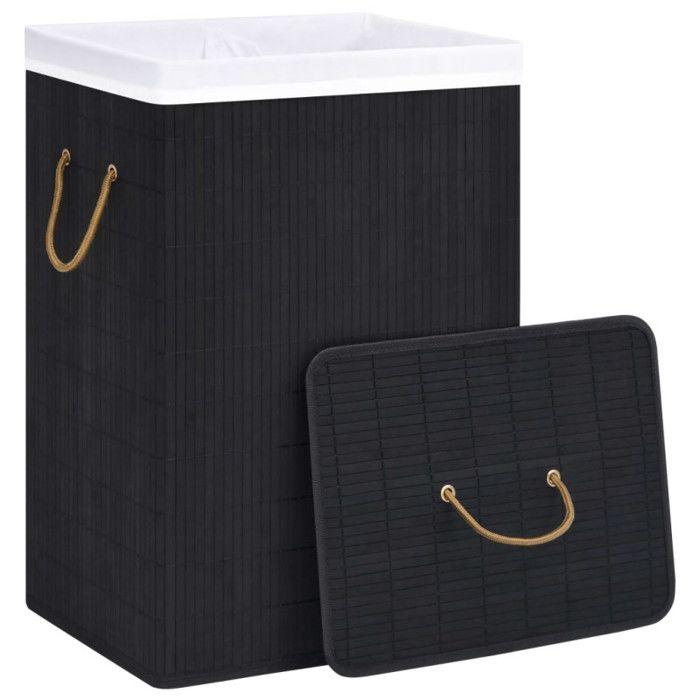 VidaXL Panier à linge avec 2 sections bambou noir 72 L 320745