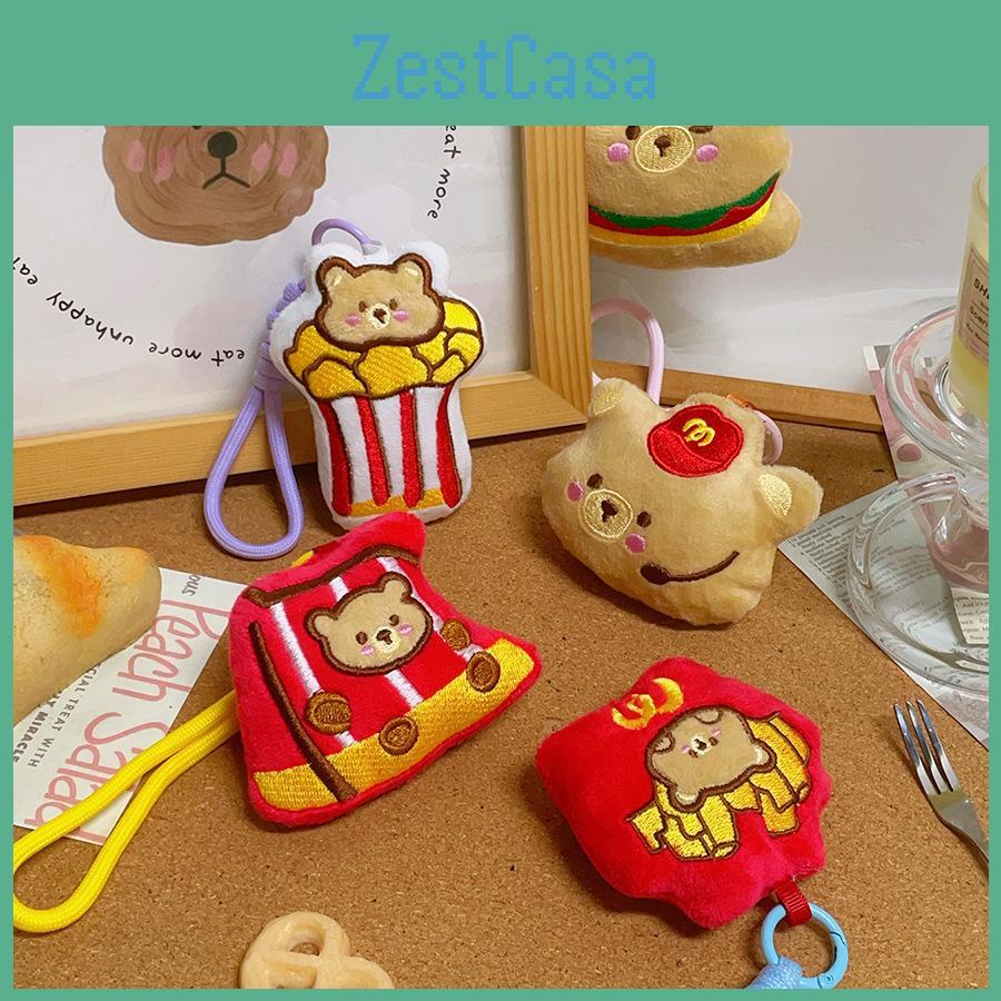Plush Food Bear Keychain With Short Pile Fabric For Couples And Gift Giving