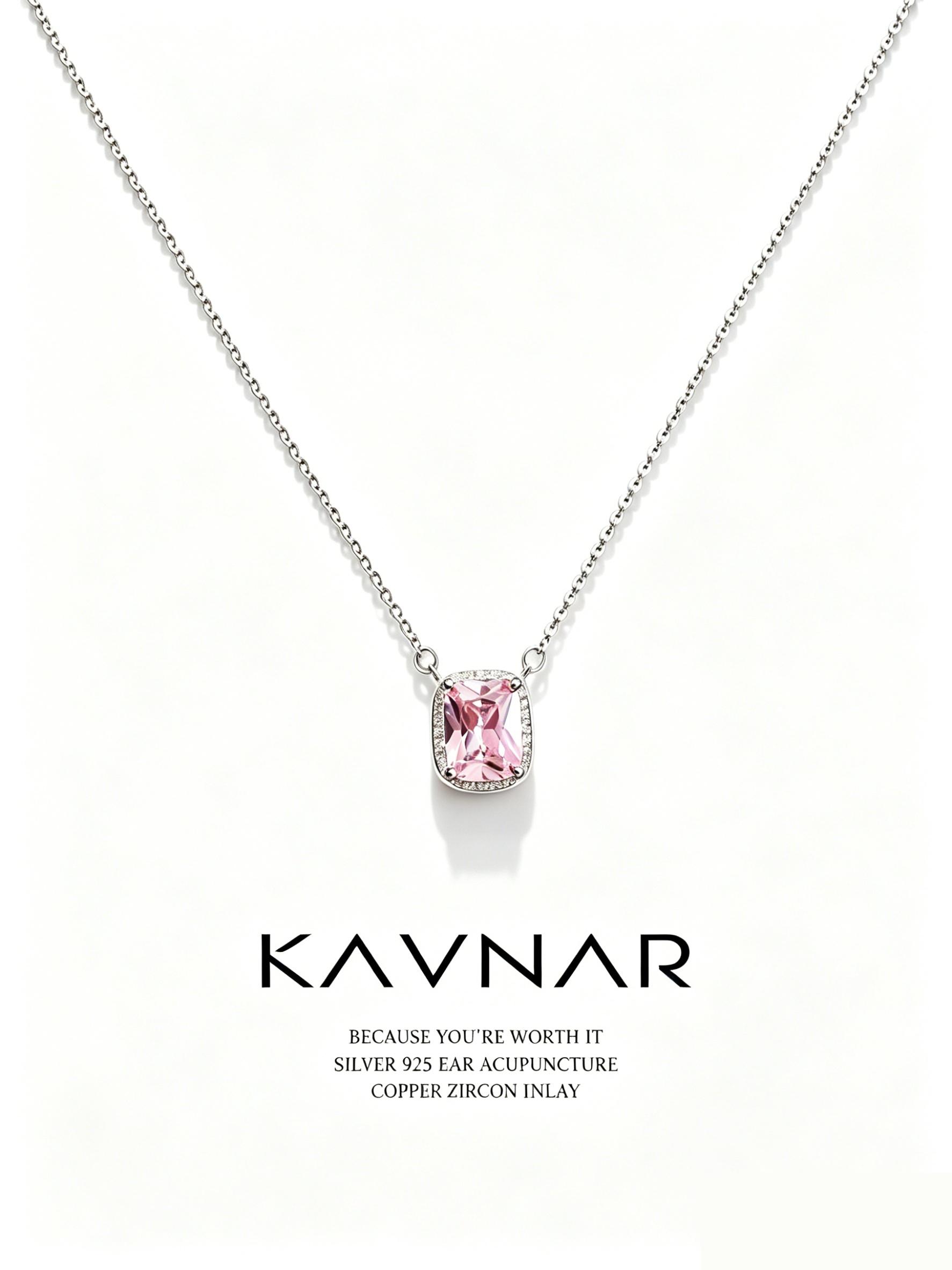 KAVNAR Necklace Platinum Substitute Elegant Pendant Necklace With Cubic Zirconia for Women 18inches