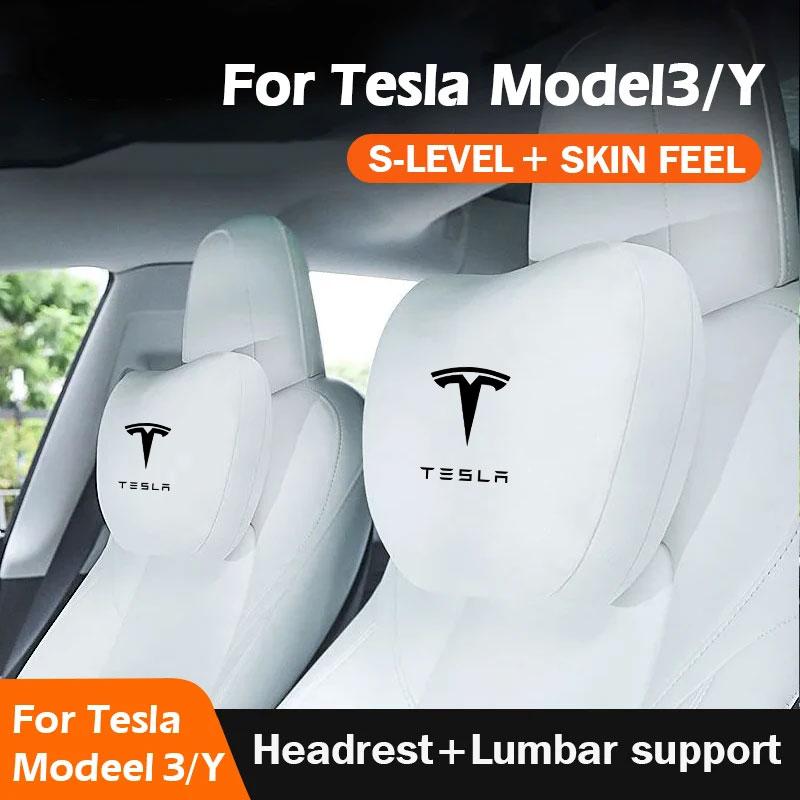 For Tesla Model 3 Model Y Car Seat Headrest Neck Pillow Model S Model X Soft Comfort Memory Cushion Protect Cover Accessories