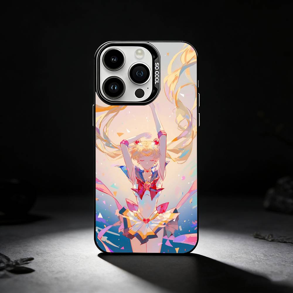 S-Sailor Moon Anime Phone Case For iPhone 17,16,15,14,13,12,11 Plus,Pro Max,XS,Colored silver phone case