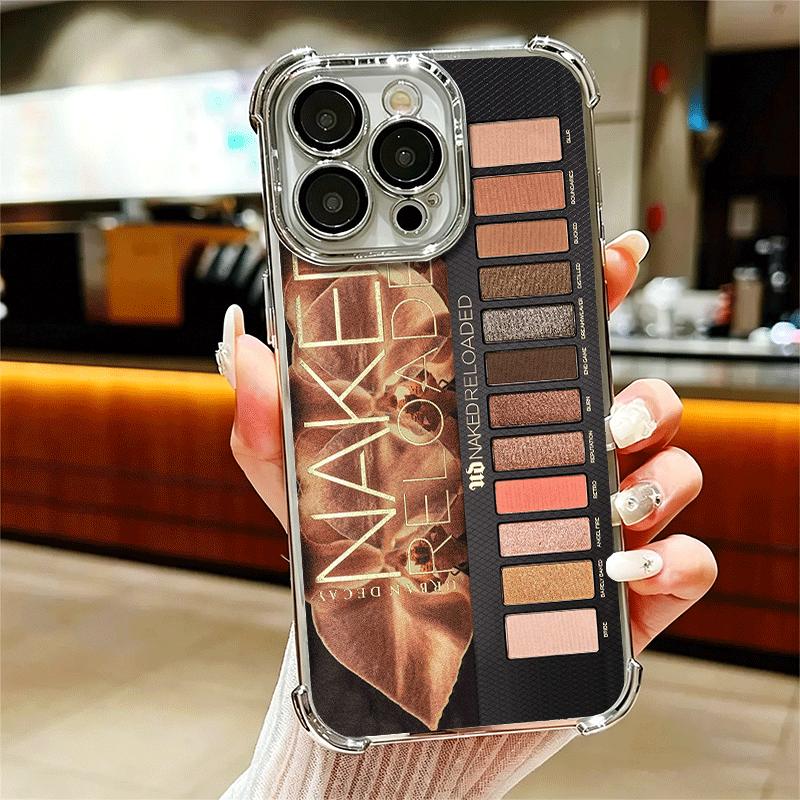 

Makeup Eye Shadow Box Pattern Plating Phone Case For Iphone 16 17 Pro Max Air 16E 14 15 Plus 12 13 Mini Anti-Fall Airabag Cover iPhone 12
