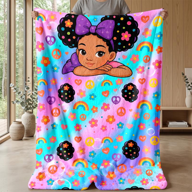 Music and Makeup Fantasy Theme Blanket Lightweight Warm Flannel Blanket Decorative Throw Blanket for Home Decoration