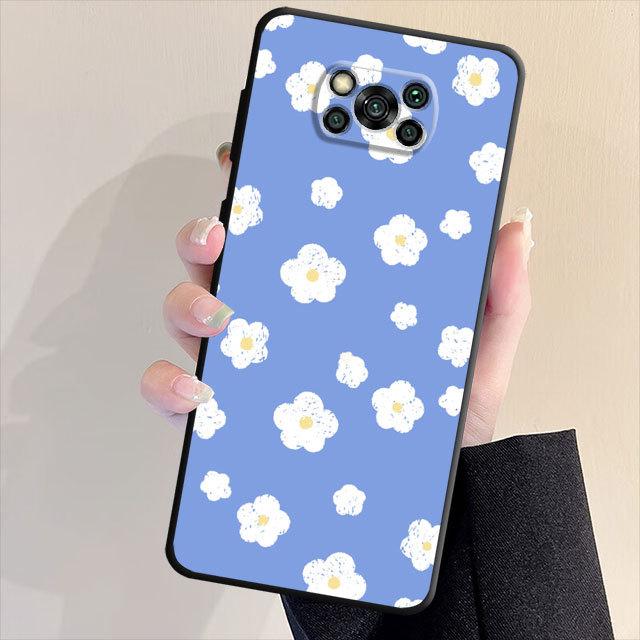 Lovely Flower Phone Case For Samsung Galaxy S23 S21 S22 S20 Note 20 Ultra 10 Plus 8 9 Note20ultra S21 S22 Black Soft Cover Bag
