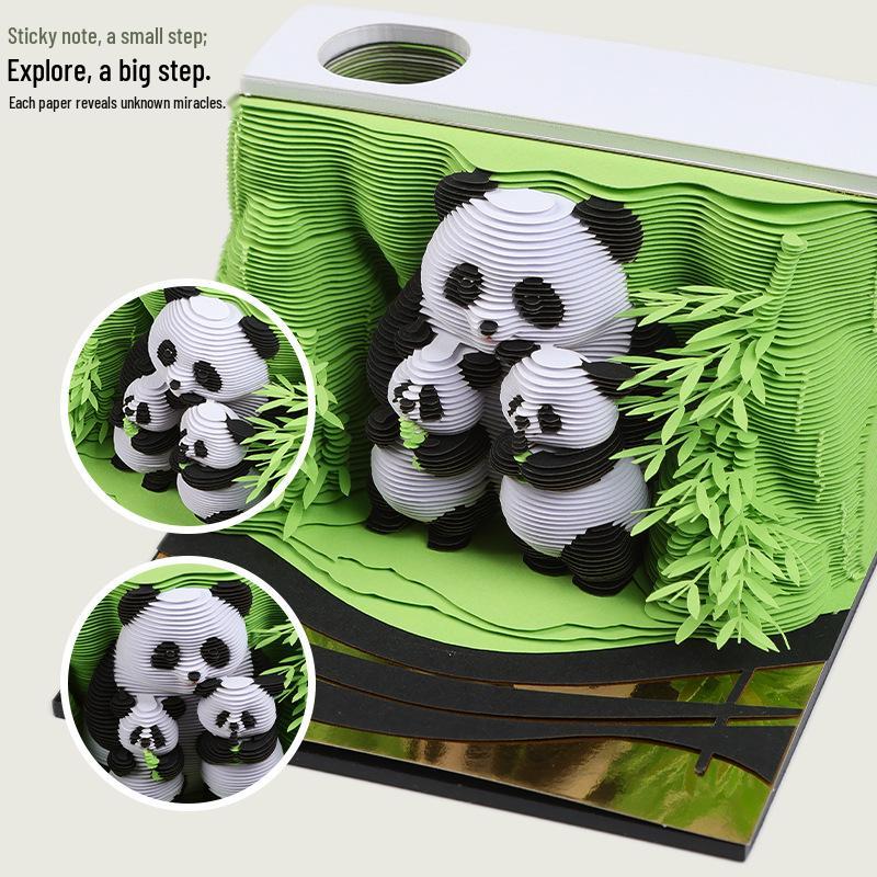 3D Panda Stereo Sticky Notes & Creative Calendar Sculpture Gift