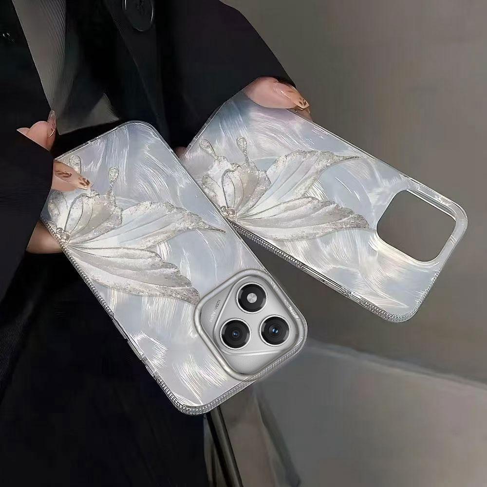Husă de Telefon de Lux cu Textură de Fluture Argintiu Laser pentru Honor 400 200 Pro Magic 7 Lite X9a X9b X9c X8b X8c X8a Carcasă Acoperire Silicon