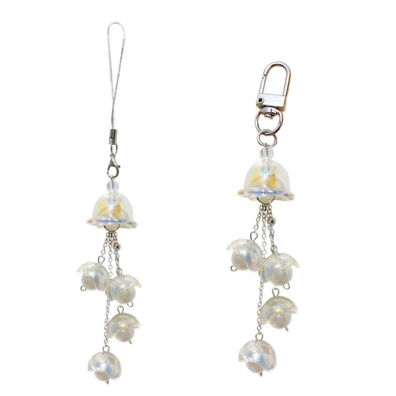 Stilvolles Handytaschen-Lanyard-Schlüsselanhänger für Damen und Mädchen mit Perlendesign Portemonnaie-Accessoire Tasche Hängender Schmuck