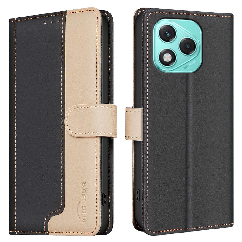 BINFEN COLOR BF33 For Honor 400 Lite 5G Leather Case Splicing Color RFID Blocking Wallet Stand Phone Cover