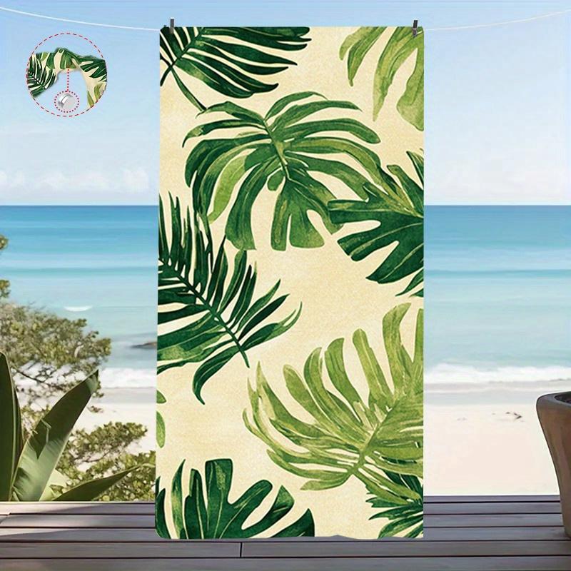 Vintage Watercolor Monstera Palm Leaf On Cream Background Print Microfiber Quick Dry Beach Towel Tropical Summer Bath Towel