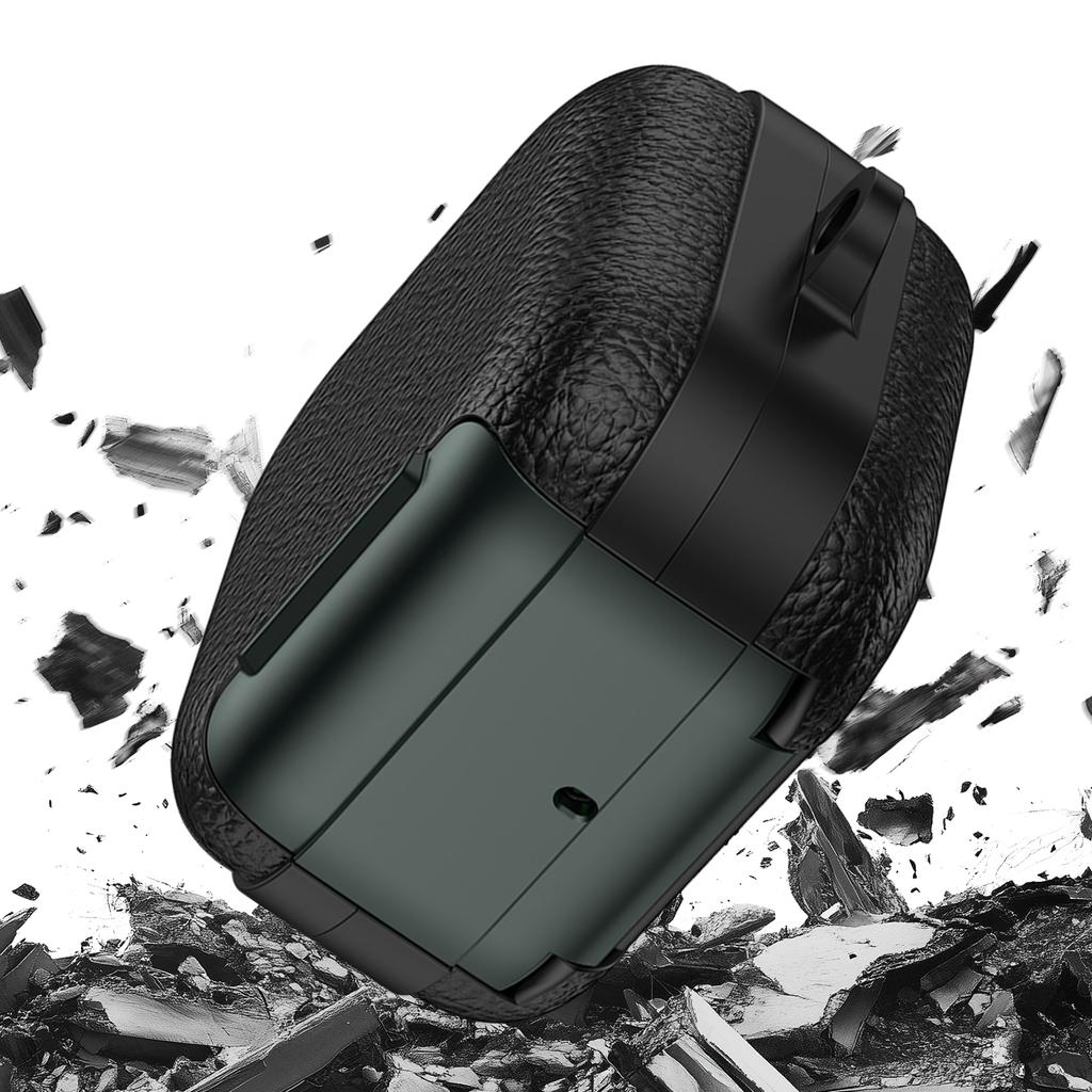 2Pcs PU Leather Protective Case for Galaxy Buds4/4Pro Full Protection Skin Shell Shockproof Anti‑Drop Earbuds Cover W/ Carabiner