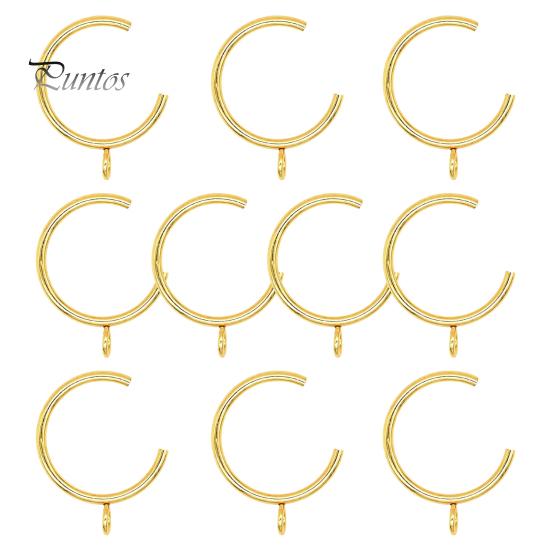 Silent Curtain Hooks for Rods 10Pcs C Shaped Rings, Heavy Duty Bypass Metal Anti Rust Hardware Passing Drapery Rings with Eyelets French Return Smooth