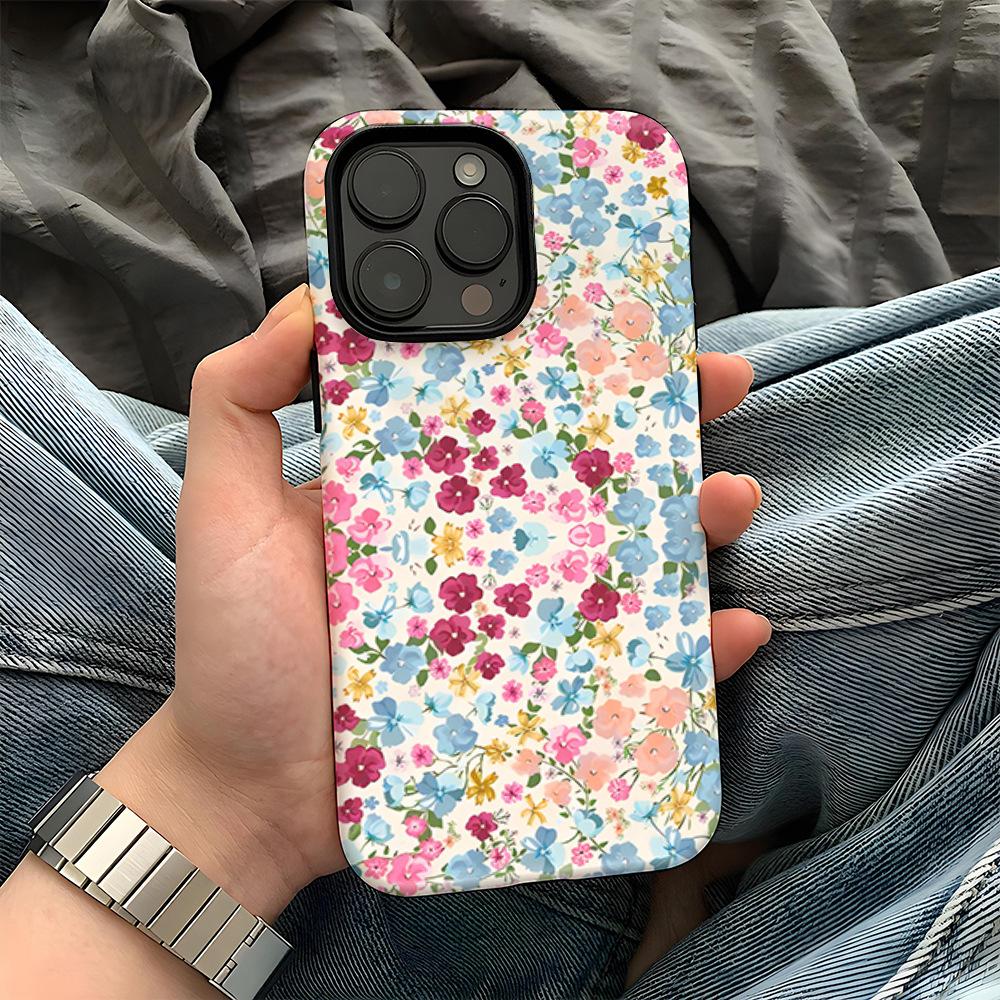 Foreign trade explosion sweet floral apple 16 magnetic mobile phone case two-in-one iphone17 anti-drop film case 13pm
