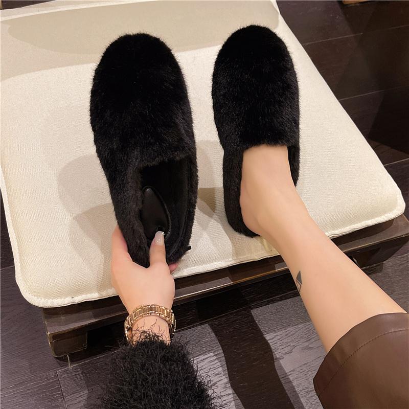 2025 Winter Wool Slippers Women Curly Sheep Fur Flat Shoes Warm Cozy Slip On Pantuflas House Slides Femme Cotton Lambswool Mules