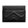 Gucci GG Marmont Logo Embossed Chevron Leather Card Holder Women Accessories Black 443127-AAET8-1000
