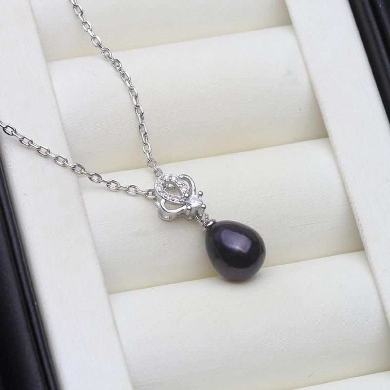 Real Natural pearl pendant 925 Woman,Freshwater Silver pearl pendant on the neck Wife Mother Birthday Gift White Pink Black